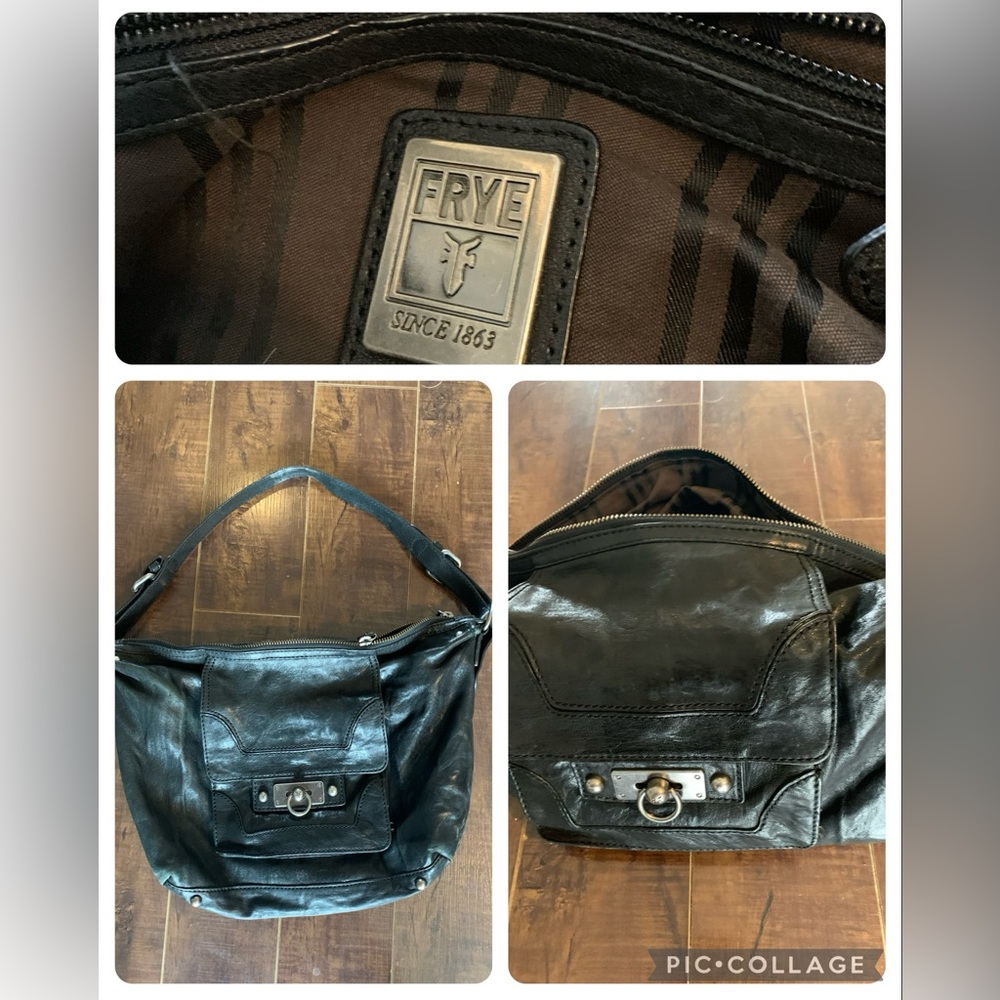 Frye Black Leather Hobo Shoulder Bag